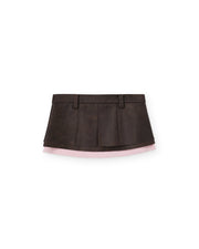 ”Cherry Chocolate” Double layered Leather Skirt