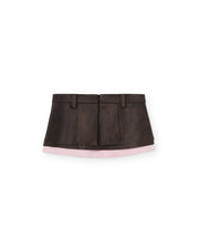 ”Cherry Chocolate” Double layered Leather Skirt