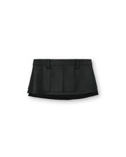 "Total Black" Double layered Leather Skirt