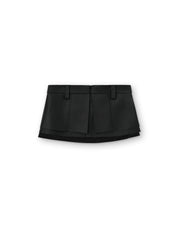 "Total Black" Double layered Leather Skirt