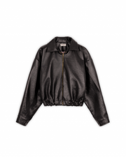 “Dark Chocolate” leather bomber jacket